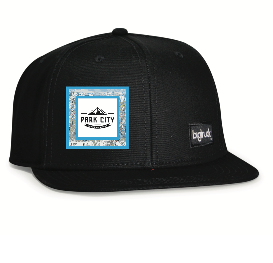 PCMMH Big Truck Flat Bill Trucker Hat Map Black